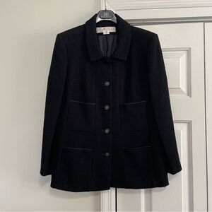 Doncaster Ladies Black Wool Coat Button Down Size 6